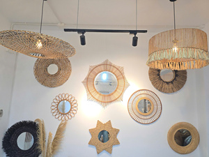Sunburst <b>Makeup</b> <b>Mirror</b> Dressing Bedroom Bathroom Water Hyacinth Straw <b>Mirror</b> Living Room Decor - Product Image 6