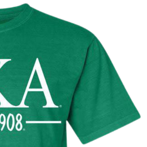 Camiseta de Manga Corta con Letras Griegas Personalizadas AKA, Camiseta Verde de Algodón con Cuello Redondo para Eventos de Hermandades - Product Image 3