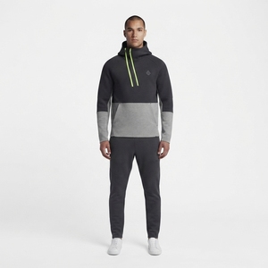 Sudadera con capucha de tejido grueso lavado de 450GSM para Techwear de buceo - Sudadera asimétrica con cremallera de un cuarto para hombre - Product Image 1