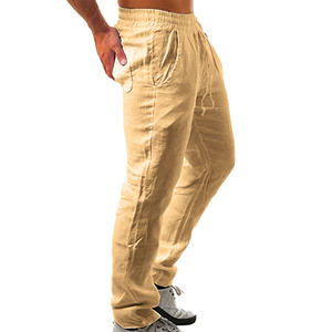 Pantalon d'été coréen en lin pour hommes Nouveau pantalon respirant de couleur unie Pantalon confortable Fitness Yoga Jogging Pantalon de survêtement Streetwear - Navy, - Product Image 2