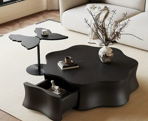 Mesa de Centro de Madera de Lujo de 80 cm, Mesa de Centro Moderna y Minimalista para Sala de Estar Amplia - Product Image 3