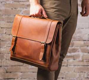 Accesorios para Hombre, Ideas de Regalo Ecológicas, Maletín para Portátil de Cuero Genuino, Portátil, Impermeable y Duradero para Oficina y Negocios - Product Image 2