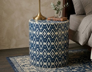 Printed Modern Round Coffee Table Side Table Accent End Table for Bedroom Living Room & Home Office - Product Image 1