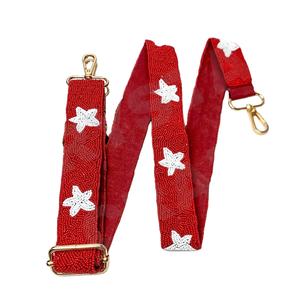 Custom Shape and Design Star <b>Red</b> Seed Bead Bag Straps Fashion Accessories with Adjustable Beaded <b>Purse</b> Strap - Product Image 1