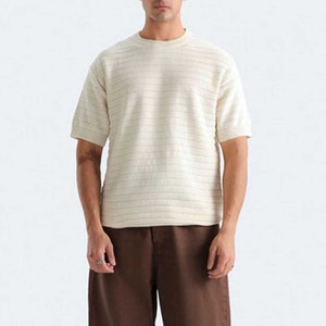 เสื้อยืดผู้ชายคุณภาพสูง ผลิตในปากีสถาน ทรงหลวม ผ้าถักเนื้อนุ่ม คุณภาพสูง รับผลิตแบบ OEM พร้อมสกรีนโลโก้ เสื้อยืดคอกลมผู้ชายเนื้อผ้ามีเท็กซ์เจอร์ - Product Image 1