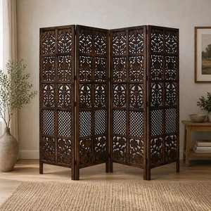 Walnut Sheesham Wood Lattice Screen Panel-Handcrafted Traditional Design Room Divider by Aqudus Saleem Wholesale - Product Image 1
