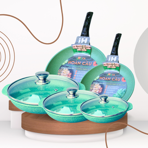 Ensemble de 5 casseroles en aluminium moulé sous pression avec revêtement céramique antiadhésif, couvercles en verre trempé, compatible gaz et induction, fabrication OEM - Product Image 3