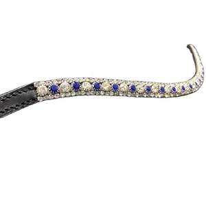 Diadema para Caballo de Cuero Genuino de Alta Calidad con 3 Hileras de Perlas y Diamantes, Diseño Ondulado, Duradera, FAB International FI-BB-2024-16 - Product Image 1