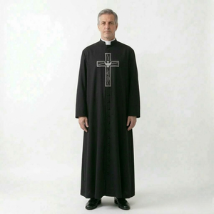 Robe de clergé moderne pour prêtre, broderie personnalisée, vêtement liturgique confortable, tenue d'église, robe de clergé - Product Image 3