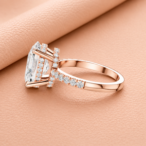 Ensemble de bagues de fiançailles classiques pour femmes, en moissanite fine, taille ovale, or rose, élégant et classique - Product Image 3