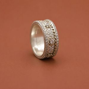 Hiphop Style Iced Out 925 <b>Silver</b> Moissanite Diamond Rotatable Band <b>Ring</b> <b>For</b> <b>Men</b> - Product Image 2