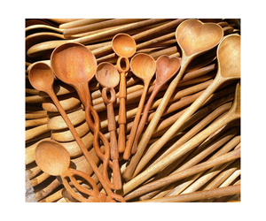 Cuillère décorative en bois naturel, ustensile de cuisine fait main, pour servir, cuisiner, remuer, vaisselle de table - Product Image 4