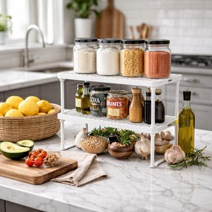 Double Tier Storage <b>Rack</b> For Kitchen Countertop Minimalist Design Standing Type Durable Durable standing <b>shelf</b> - Product Image 5