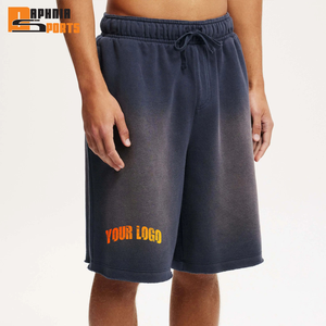 Pantalones Cortos Deportivos Personalizados de Moda Urbana, de Lona Sólida, con Estampado de Algodón, Bordado y Cuentas, para Hombre, Unisex, con Efecto Desgastado por el Sol - Product Image 4