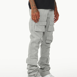 High Quality Custom Heavyweight Cotton Sweatpants for Men Flare <b>Jogger</b> Track Pants with Cargo Private Label - Product Image 1