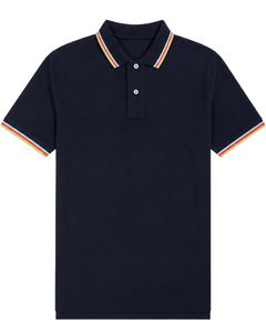 Camiseta Polo Azul Marino Personalizada para Hombre, Manga Corta, Informal, Deportiva, para Golf, Transpirable, para Verano, con Cuello a Rayas, Premium - Product Image 1