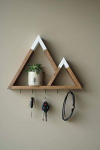 <b>Rustic</b> <b>Wooden</b> Wall Key Holder Organizer with Shelf and Metal Hooks for Entryway Home Decoration and Key Storage - Product Image 2