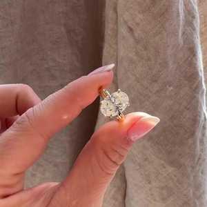 4 Carat Oval Lab Grown Diamond Engagement Ring Plain Straight Shank Solitaire Band Custom Wholesale 14K <b>Solid</b> Gold Factory Price - Product Image 2