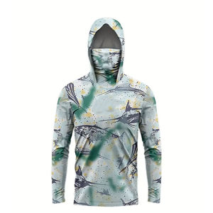 Camisa de Pesca con Capucha de Manga Larga para Hombre, Impresión por Sublimación, UPF 50, Protección Anti-UV, Ropa Deportiva para Exteriores - Product Image 1