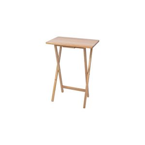Ensemble de 2 tables pliantes modernes en bois d'hévéa massif, finition naturelle, 19 x 14,5 x 26 pouces - Product Image 3