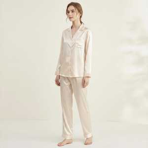 2021 New Design Custom Ladies Lapel Pajamas Polyester/Cotton Satin Long Sleeve Floral Printed Nightgowns Spring Summer Autumn - Product Image 6