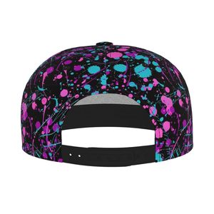 Gorra Snapback de 6 Paneles con Diseño Abstracto de Salpicaduras, Ajustable, Unisex, Estilo Urbano, Negra, Rosa, Verde Azulado, Impresión Digital, Material de Malla - Product Image 6