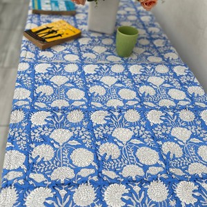 Hand Block Cotton Eco-Friendly Luxury Natural Style Floral Print Tablecloth Home Decoration Wedding Garden Party <b>Table</b> <b>Runner</b> - Product Image 4