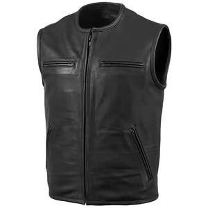 Chaleco de Cuero Negro para Hombre RTS de Primera Calidad, Chaqueta de Cuero sin Mangas con Cremallera, Estilo Casual Vintage, CP-MLV-08 - Product Image 1