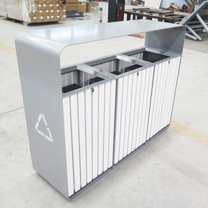 Poubelle de recyclage des déchets de tri en métal + bois Poubelle unique Petites poubelles extérieures <span class=keywords><strong>à</strong></span> <span class=keywords><strong>vendre</strong></span> - Product Image 3