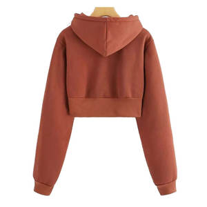 Sudadera con capucha de algodón 100% personalizada, estilo streetwear, de felpa lavada, para mujer, de manga larga, top corto, con cordón ajustable, de peso pesado y diseño lindo. - Product Image 2