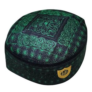 Muslim Kufi Prayer <b>Hat</b> for <b>Men</b> Skull Cap Unique Design <b>Beanie</b> Embroidered Round Topi Satin Canvas - Product Image 3