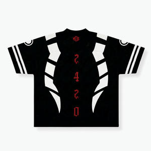 เสื้อเจอร์ซีย์อเมริกันฟุตบอลคอวีผ้าตาข่ายทรงโอเวอร์ไซส์ สไตล์สตรีท พิมพ์ลายกราฟิก เสื้อผ้ากีฬาสีดำ ระบายอากาศได้ดี ผลิตโดยโรงงาน OEM - Product Image 6