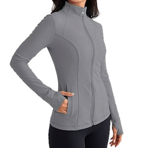 Ribbed Knit <b>Women's</b> Sports <b>Jacket</b> Zip Up Training Top Stand collar Sports Training OEM Custom Sportswear Factory Factory Supply - Product Image 6