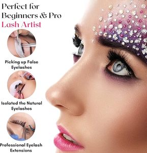 Black Silver Grip Eyelash Tweezers <b>Pink</b> <b>Box</b> Packing Isolation Private Label Fiber Tip Volume Lash Tweezers for sale - Product Image 4