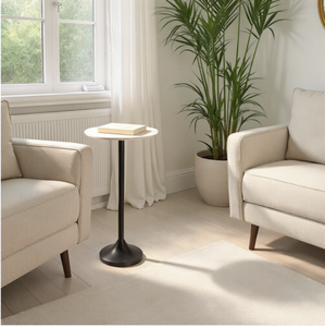 Modern <b>Marble</b> Top Coffee <b>Table</b> Tall Metal Accent Side End <b>Table</b> Round Drink <b>Table</b> for Living Room Hotel <b>Bar</b> - Product Image 6