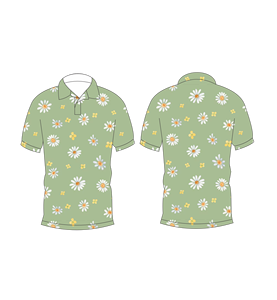เสื้อโปโลพิมพ์ลายดอกเดซี่สีเขียวแบบกำหนดเองสำหรับผู้ชาย แขนสั้น สวมใส่สบายๆ ในฤดูร้อน เสื้อยืดกอล์ฟ - Product Image 3