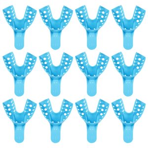 Juego Profesional de 12 Bandejas Desechables para Impresiones Dentales |   Kit de Bandejas de Plástico Rígido Perforadas con 4 Paquetes Inferiores Medianos - Product Image 1