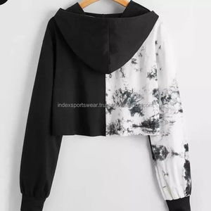 เสื้อฮู้ดครอปยูนิเซ็กซ์ลายมัดย้อม ทรงปกติ ผ้าถัก สวมใส่สบายๆ สำหรับฤดูใบไม้ร่วง สไตล์โอเวอร์ไซส์ - Product Image 2