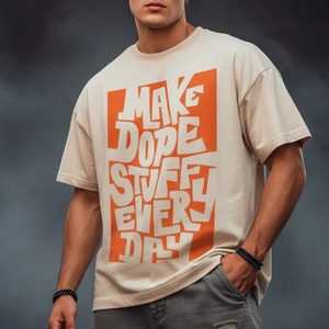 Camiseta de Hombre de Alta Calidad, Estilo Vintage, Tejida, 300gsm, Oversize, de Algodón, con Estampado, Nueva Colección 2026, Manga Corta, Ropa Urbana - Product Image 1