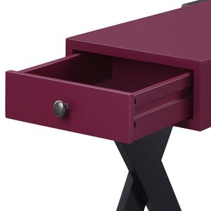 Burgundy and <b>Black</b> USB Nightstand Elegant <b>Side</b> <b>Table</b> with Convenient Charging Ports - Product Image 4