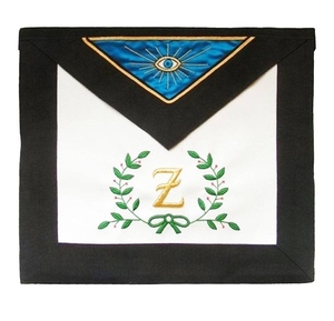 4th Degree Scottish Rite <b>Apron</b> <b>Black</b> Moire Hand Embroidery features premium <b>black</b> moire fabric, hand embroidery, adjustable be - Product Image 1