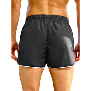 <b>Mens</b> Black Sporty Woven Mid Waist Lightweight Breathable Quick Dry Polyester Drawstring <b>Shorts</b> for Running Gym Beach Summer - Product Image 2