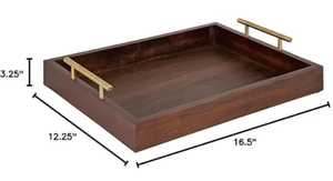 Bandeja Rectangular de Madera para Servir con Asas Doradas, Platos Modernos de Lujo para Catering, Hostelería, Cumpleaños, Aniversarios y Otras Ocasiones - Product Image 2