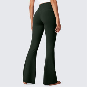 Leggings évasés doux et extensibles en tissu, collants de sport taille haute, couleur unie, sans couture, effet push-up, pour yoga et sport, antibactériens, respirants, service OEM - Product Image 6