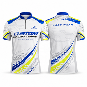 เสื้อโปโลสำหรับนักแข่งผู้ชาย พิมพ์ลายแบบซับลิเมชั่นเต็มตัว ผลิตจากโพลีเอสเตอร์ 100% ระบายอากาศได้ดี รับผลิตแบบ OEM สำหรับการแข่งรถ BSB Moto - Product Image 2