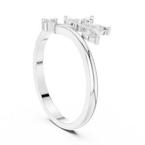 Bague de fiançailles florale en diamant, argent sterling 925, coupe marquise, bague de mariage florale, bijoux fins personnalisés - Product Image 3