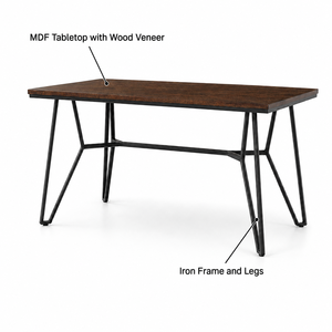 Modern Industrial Style Wooden <b>Table</b> with <b>Wood</b> <b>Top</b> and Metal Frame <b>for</b> Living Room Wooden <b>Table</b> - Product Image 3