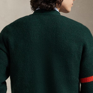 Cárdigan Verde de Lana con Cuello en V y Letra P Roja, Suéter Tejido Estilo Preppy, Manga Larga, Ropa de Invierno - Product Image 4