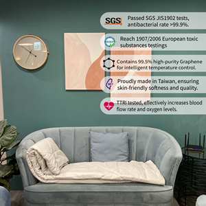 Couverture lestée respirante imprimée MIT, anti-bactérienne, avec thermostat intelligent, design moderne et épuré pour hôtels et tous usages. - Product Image 4