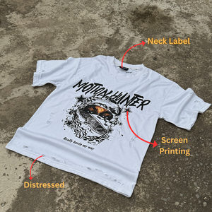 T-shirt graphique en coton 100% délavé, impression sérigraphique personnalisée, streetwear, fabricant en gros - Product Image 1
